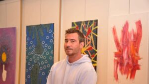 Chateaugiron.  Frédéric Gontier, also known as Mof 23, displays his artwork at Les Halles