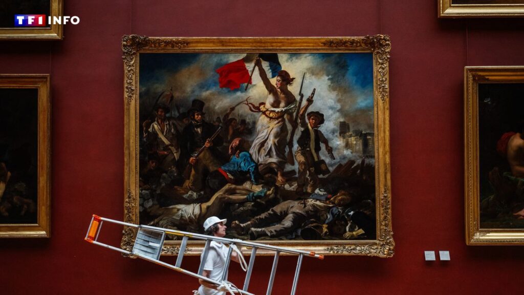 In pictures – In the Louvre Museum.. The painting “Freedom Leading the People” changes and regains its previous colors